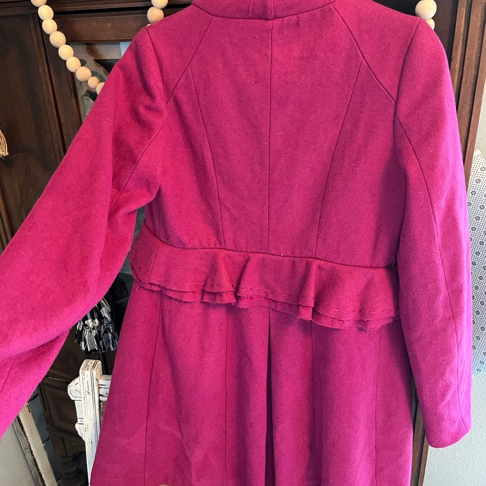 Lulumari Fuchsia Ruffled Trench Coat - Picture 5 of 9
